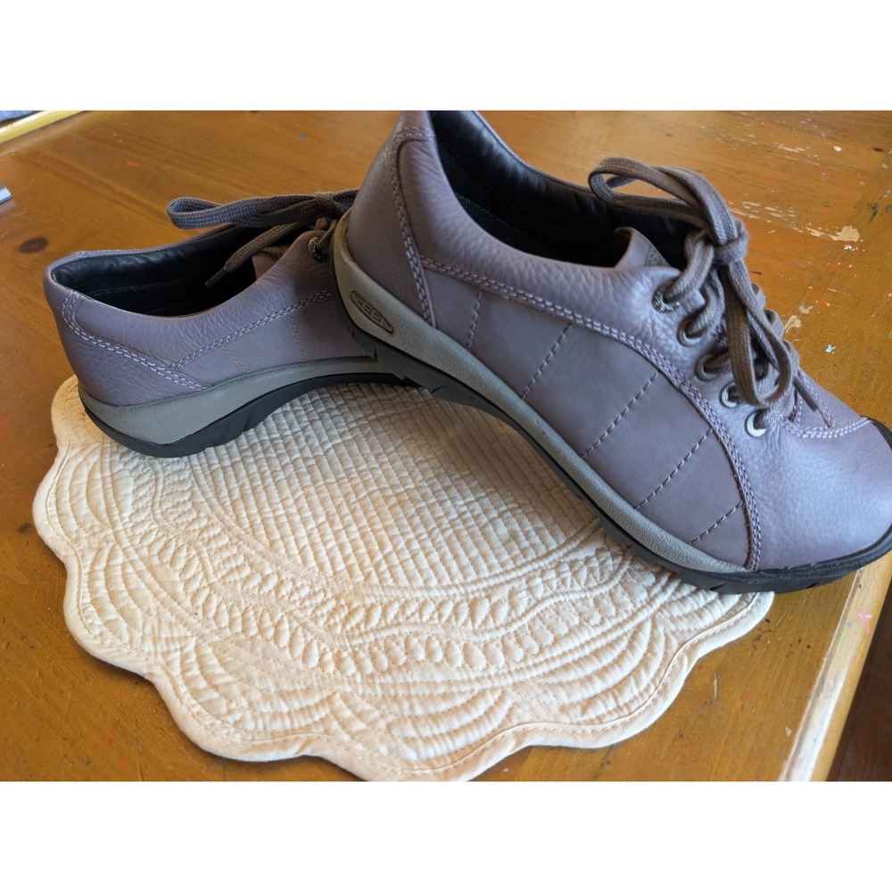 KEEN Presidio Walking Shoes Women 8.5 Gray Leather Outdoor Hiking Comfort Lace